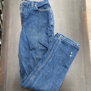 Classic Blue Denim Jeans Denim Straight Leg Cut